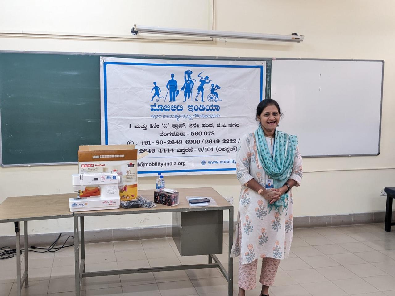 customized sewing machine given to mobility india