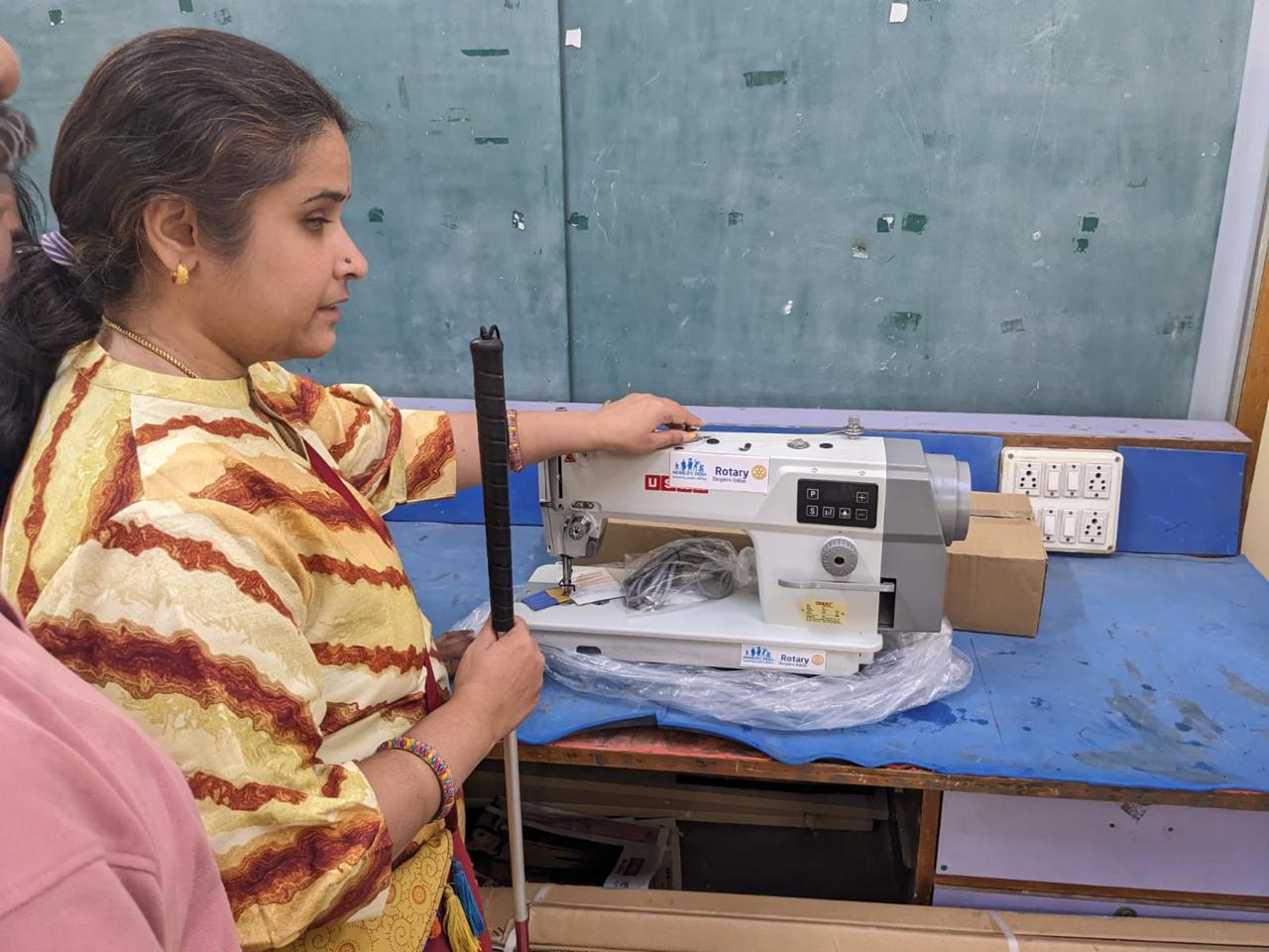 customized sewing machine given to mobility india