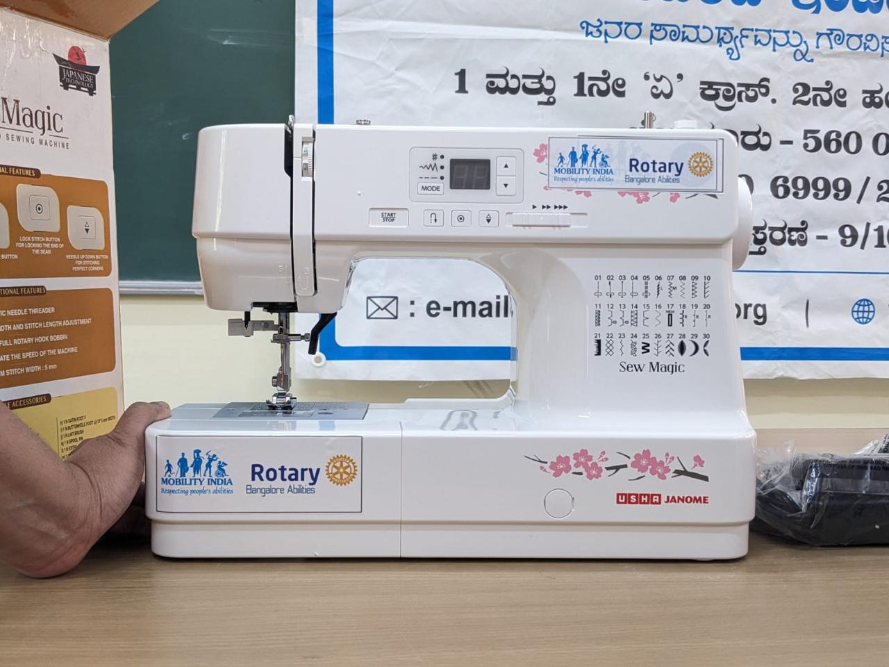 customized sewing machine given to mobility india