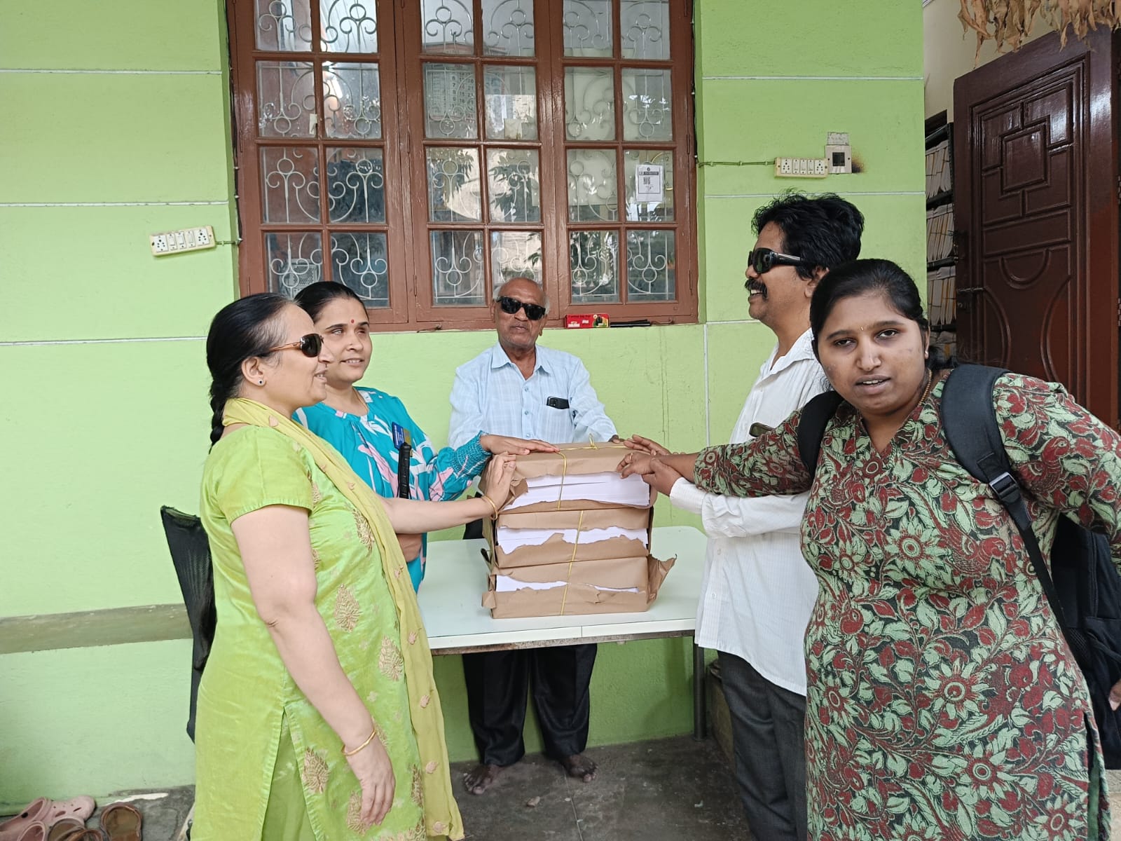 Braille sheets to Sahana Charitable Trust for the Disabled.